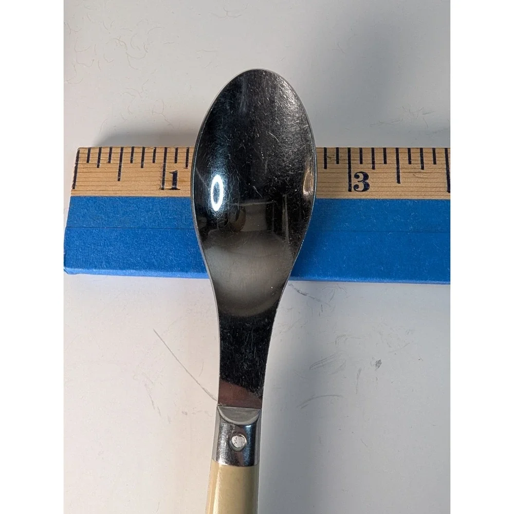 MCM Rowoco Retro Inox Theirs, France 4-Rivet‎ Handles Stainless Teaspoons Set 8